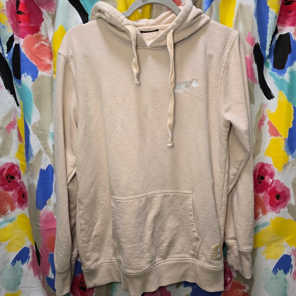 Ghost brand light‎ pink embroidered hoodie kangaroo pocket medium drawstring